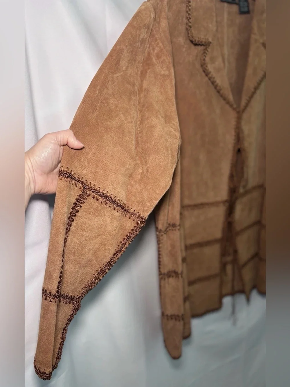 Vintage Outbrook Woman 100% Leather Suede Brown Boho Jacket Sz 1X (16W/18W)